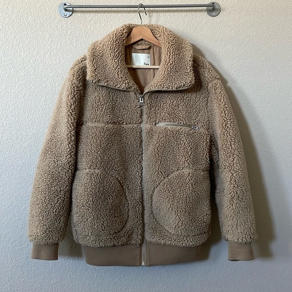 Aritzia Wilfred Free Zip-Up The Teddy Jacket Sz:S Beige - Picture 9 of 13
